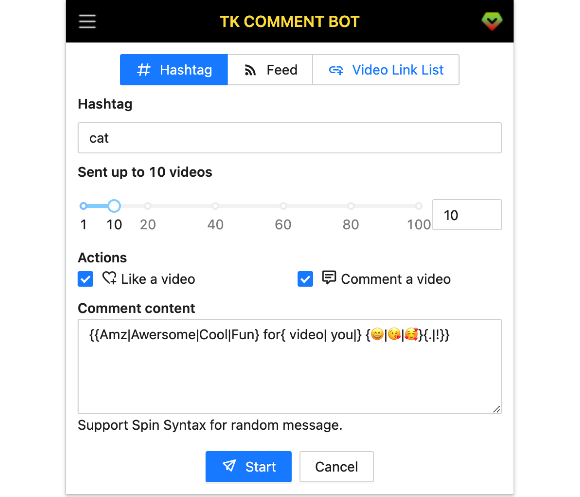 TikTok Comment Bot Screenshot